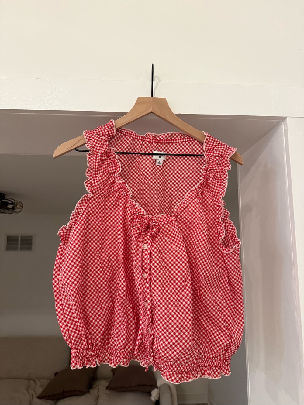 Gingham Ruffle Tank Top - Picture 3 of 3